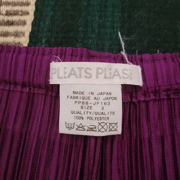 Issey Miyake Pleats Please Purple Pants Size 3 Classic Straight Wide Leg Artsy - Picture 3 of 9